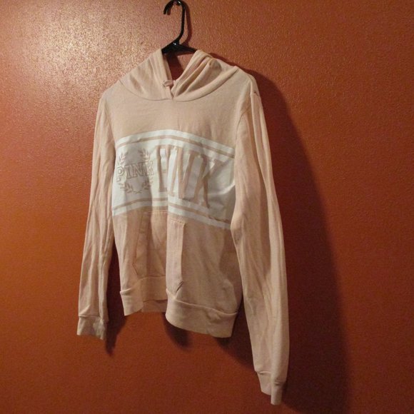 PINK Victoria Secret Woman Medium Pink White Graphic Warm Pullover Hoodie - Picture 4 of 8